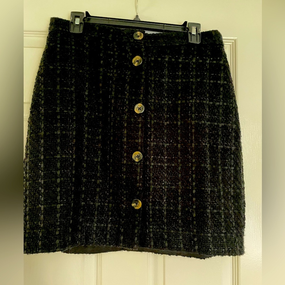 Ann Taylor Button Front Tweed Skirt